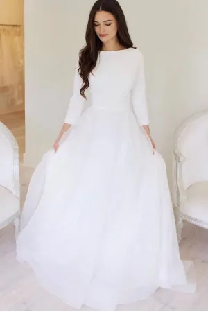 2021 A-line Modest Wedding Dresses for Women