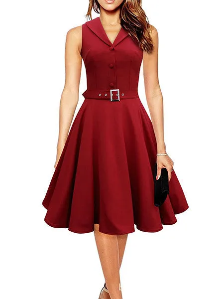 50s 60s Women Vintage Dresses Summer Elegant Dress Sleeveless Party Dresses dark blue style a line rockabilly dress