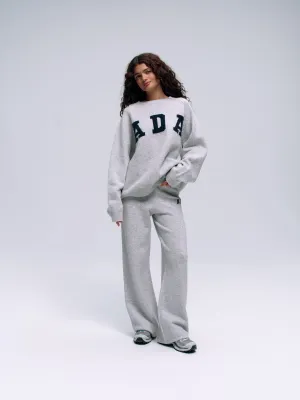 ADA Knit Straight Leg Sweatpants  - Light Grey Melange/Navy Blue