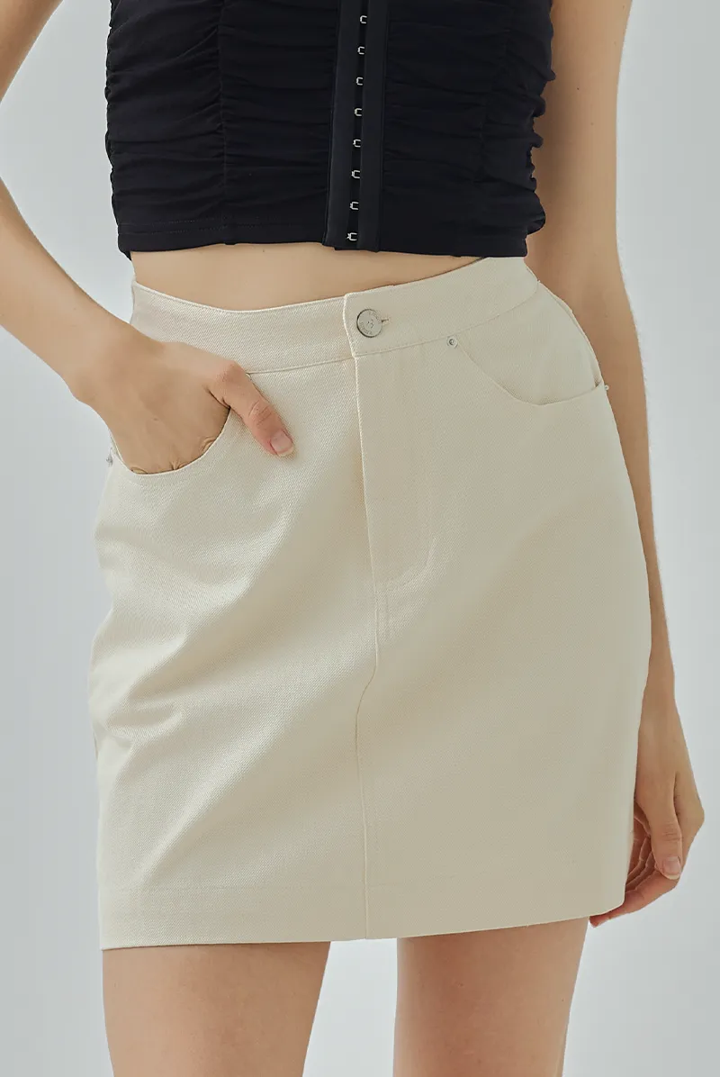 Ally Back Elastic Mini Pencil Skirt