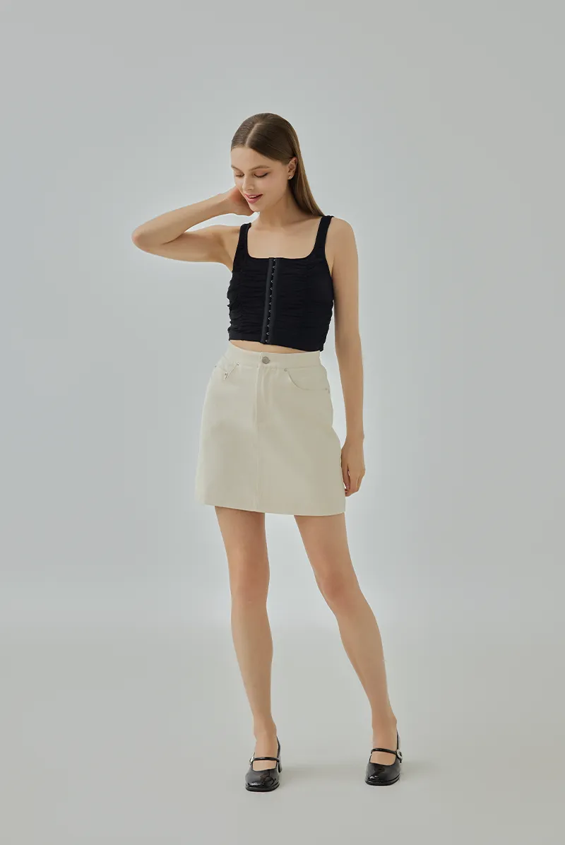 Ally Back Elastic Mini Pencil Skirt