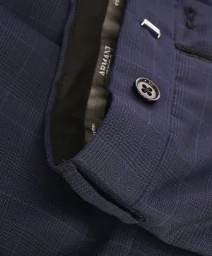 ARMANI COLLEZIONI - Blue Glen Plaid Check Flat Front Dress Pants - 42W