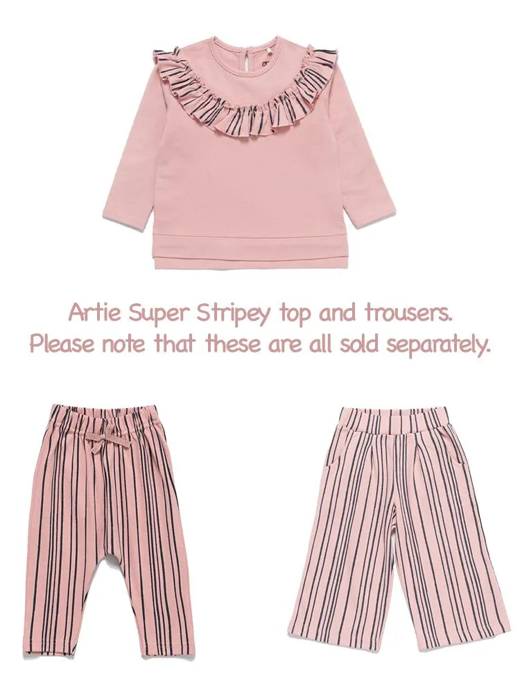 Artie - Super Stripey Wide Leg Trousers in Pink & Navy