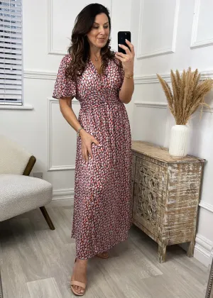 Assumpta Orange Shirred Waist Maxi Dress