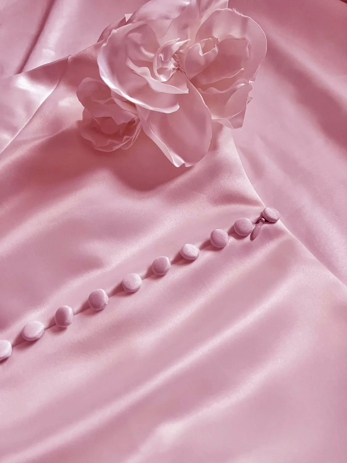 Asteria Matte Satin Sheath Dress with Flowers