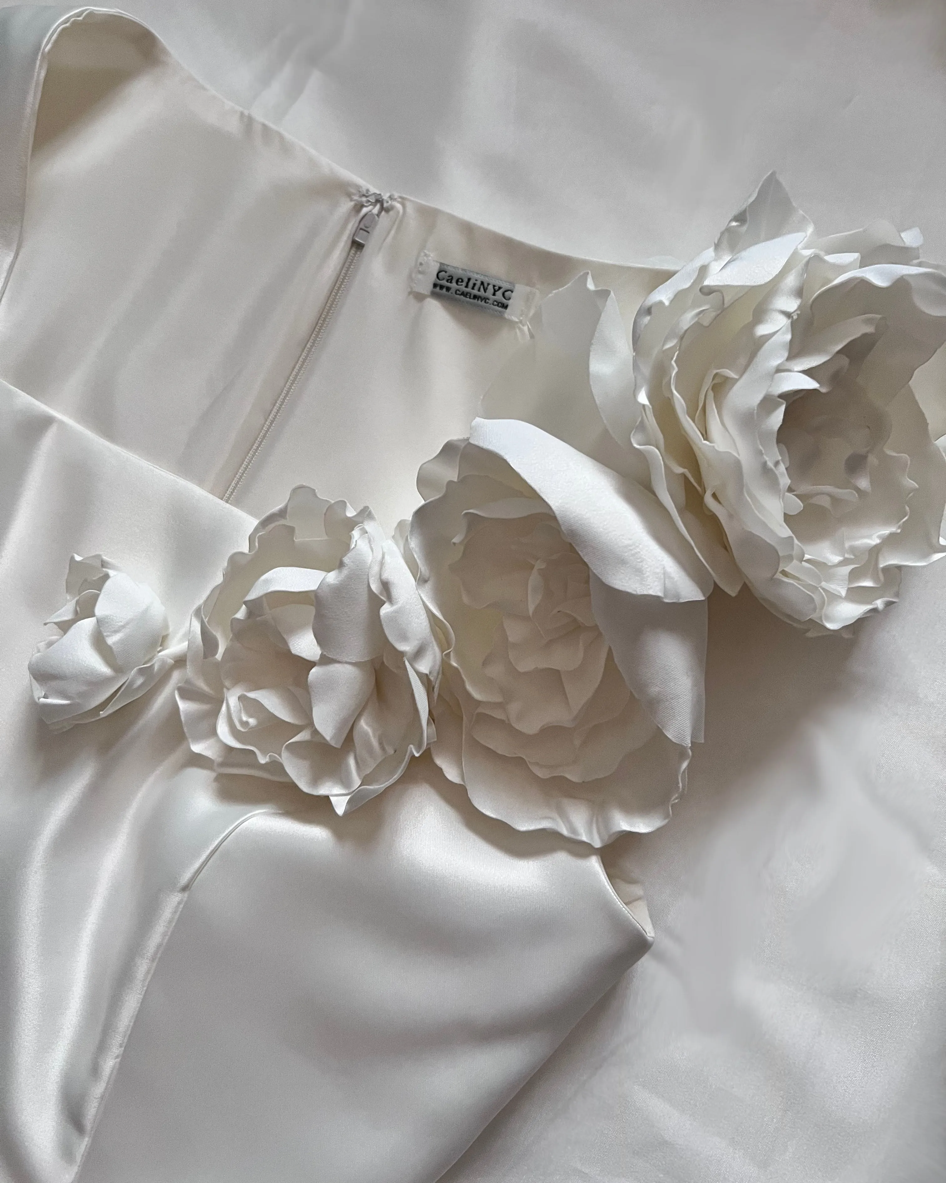 Asteria Matte Satin Sheath Dress with Flowers