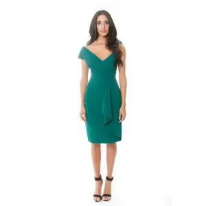 Asymmetric Shoulder Flounced Sheath