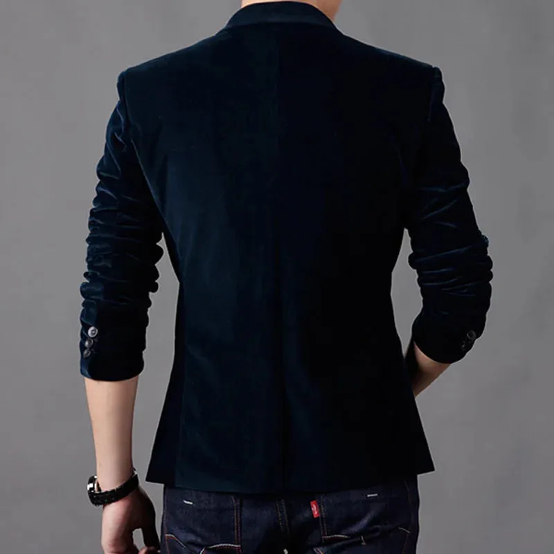 Autum Velvet Wedding Dress Coat Mens Blazer Jacket Fashion Casual Suit Jacket Stage DJ Men's Business Blazers Costume Homme