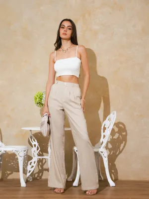 Back Elasticated High Waist Linen Pant