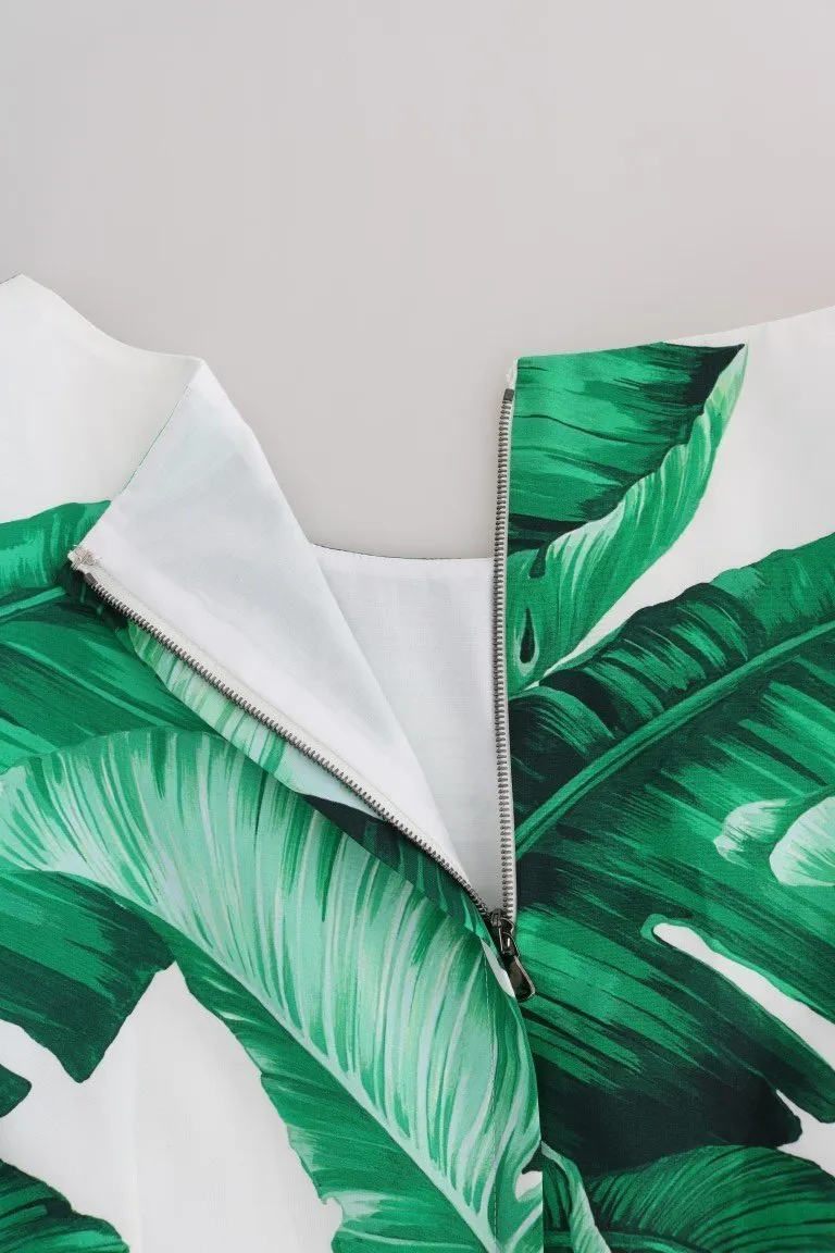 Banana Leaf Cotton A-Line Shift Dress