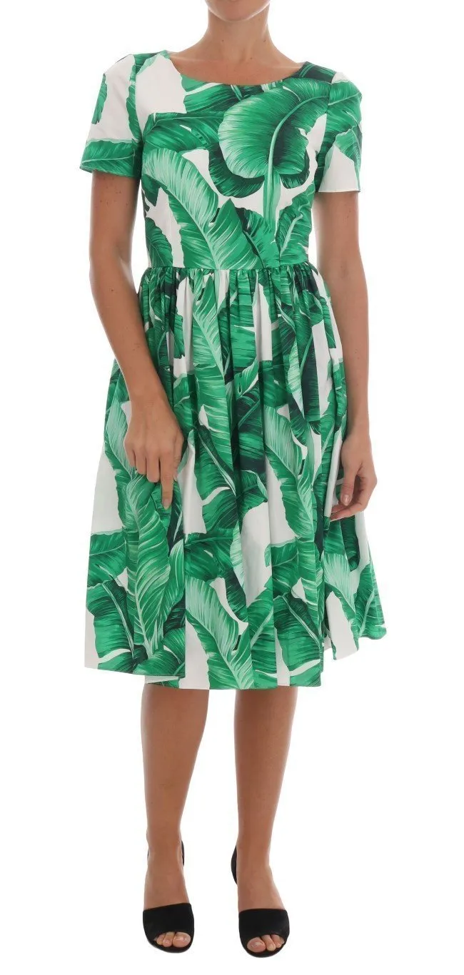 Banana Leaf Cotton A-Line Shift Dress