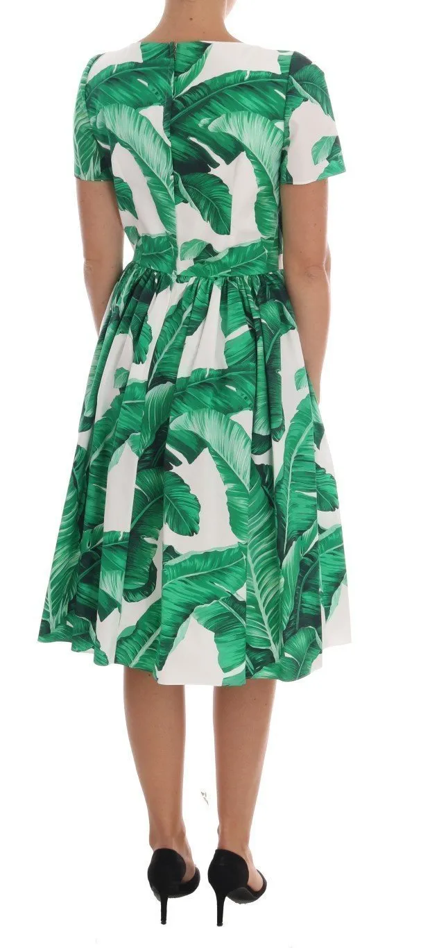 Banana Leaf Cotton A-Line Shift Dress