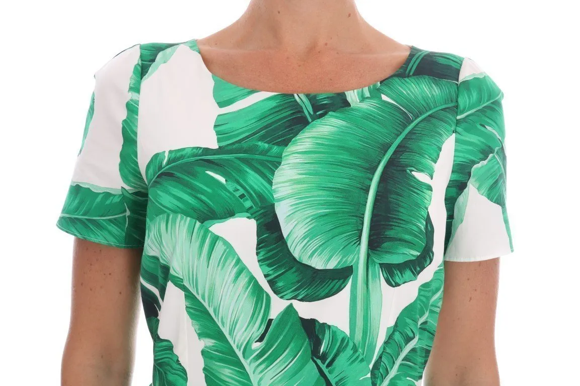 Banana Leaf Cotton A-Line Shift Dress