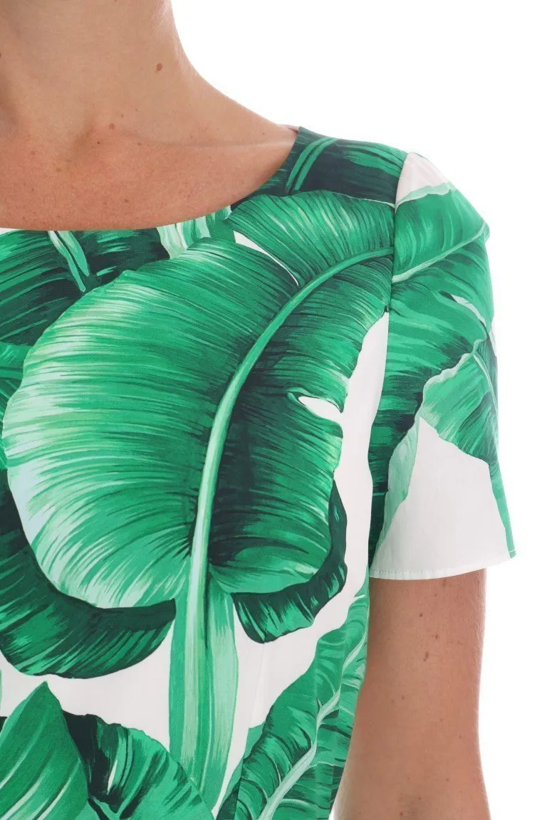 Banana Leaf Cotton A-Line Shift Dress