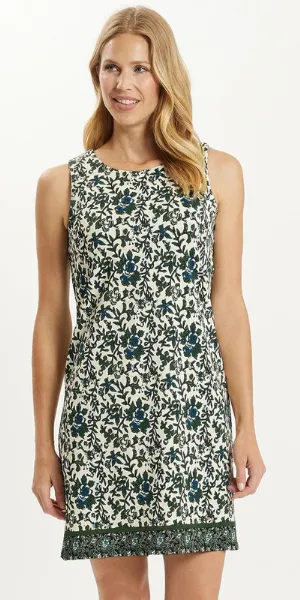 Beth Dress in Floral Boarder Cream