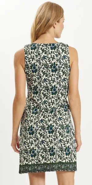 Beth Dress in Floral Boarder Cream