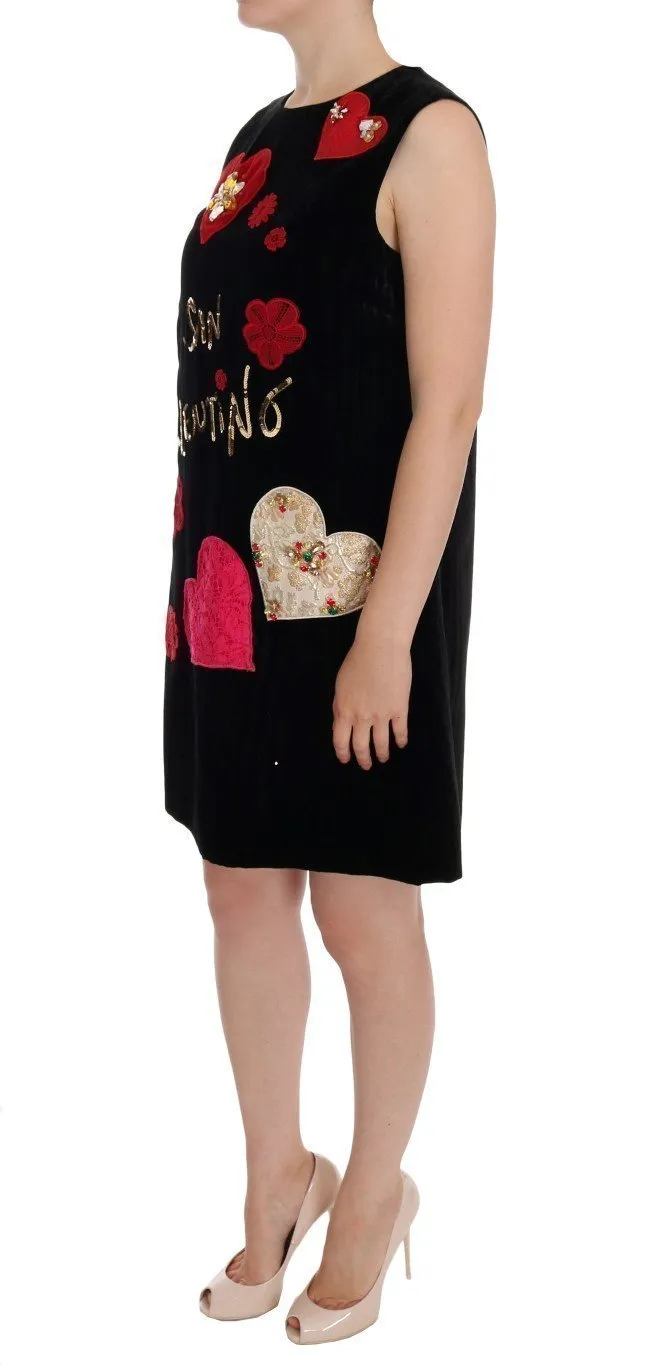 Black San Valentino Crystal Shift Dress
