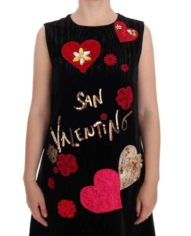 Black San Valentino Crystal Shift Dress
