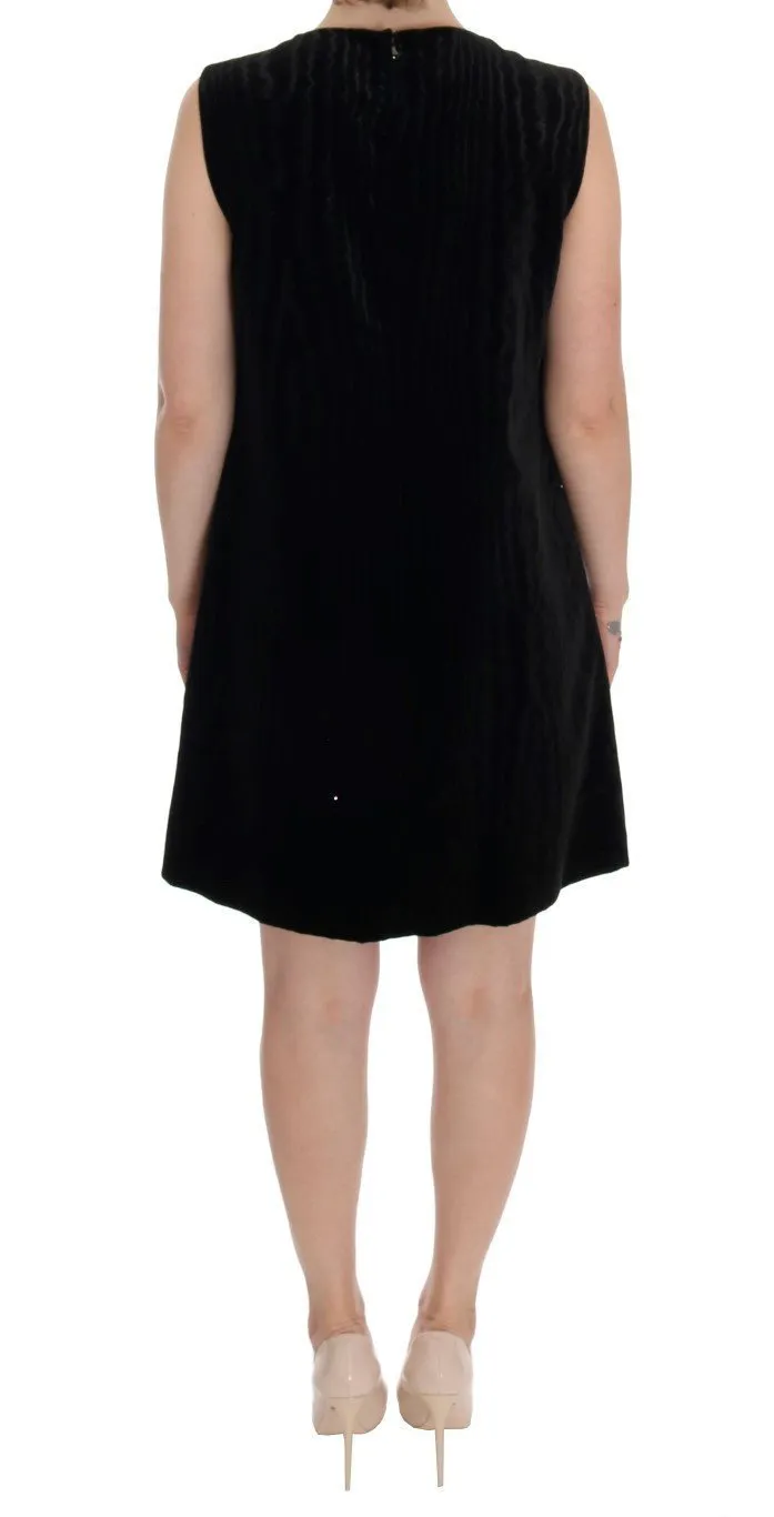 Black San Valentino Crystal Shift Dress