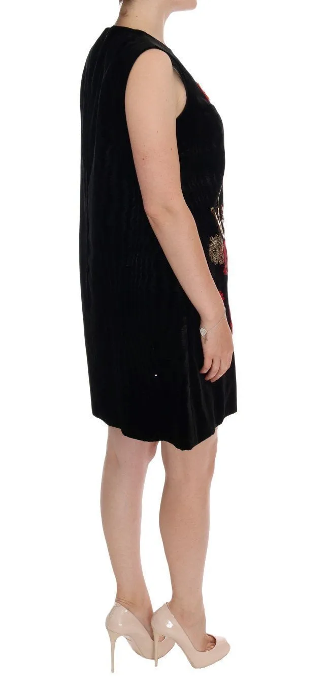Black San Valentino Crystal Shift Dress
