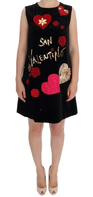 Black San Valentino Crystal Shift Dress
