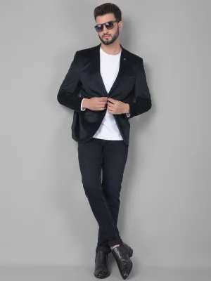 Black Single Breasted Corduroy Blazer