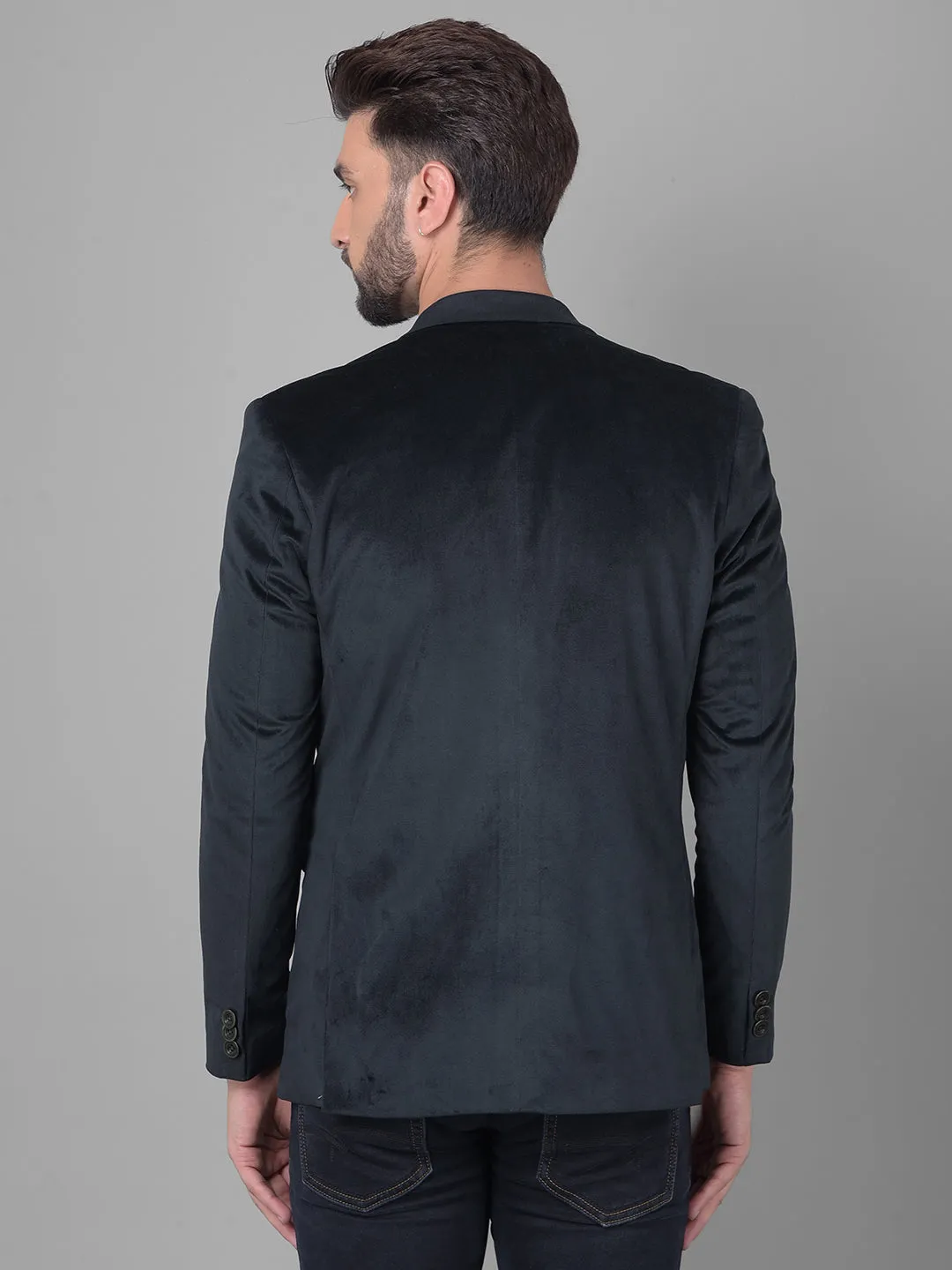 Black Single Breasted Corduroy Blazer
