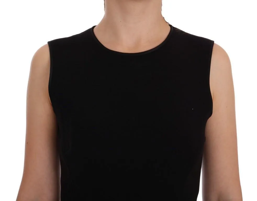 Black Wool Stretch Shift Dress