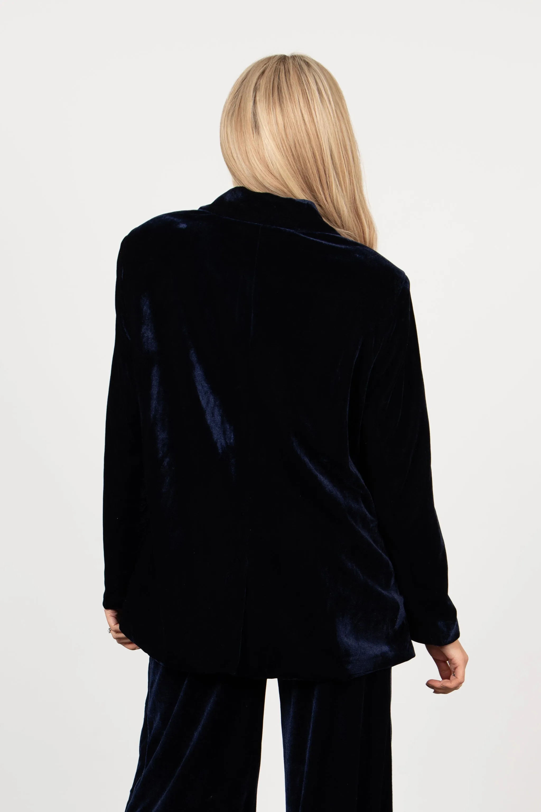 Blake Boyfriend Blazer - Navy Blue, Velvet