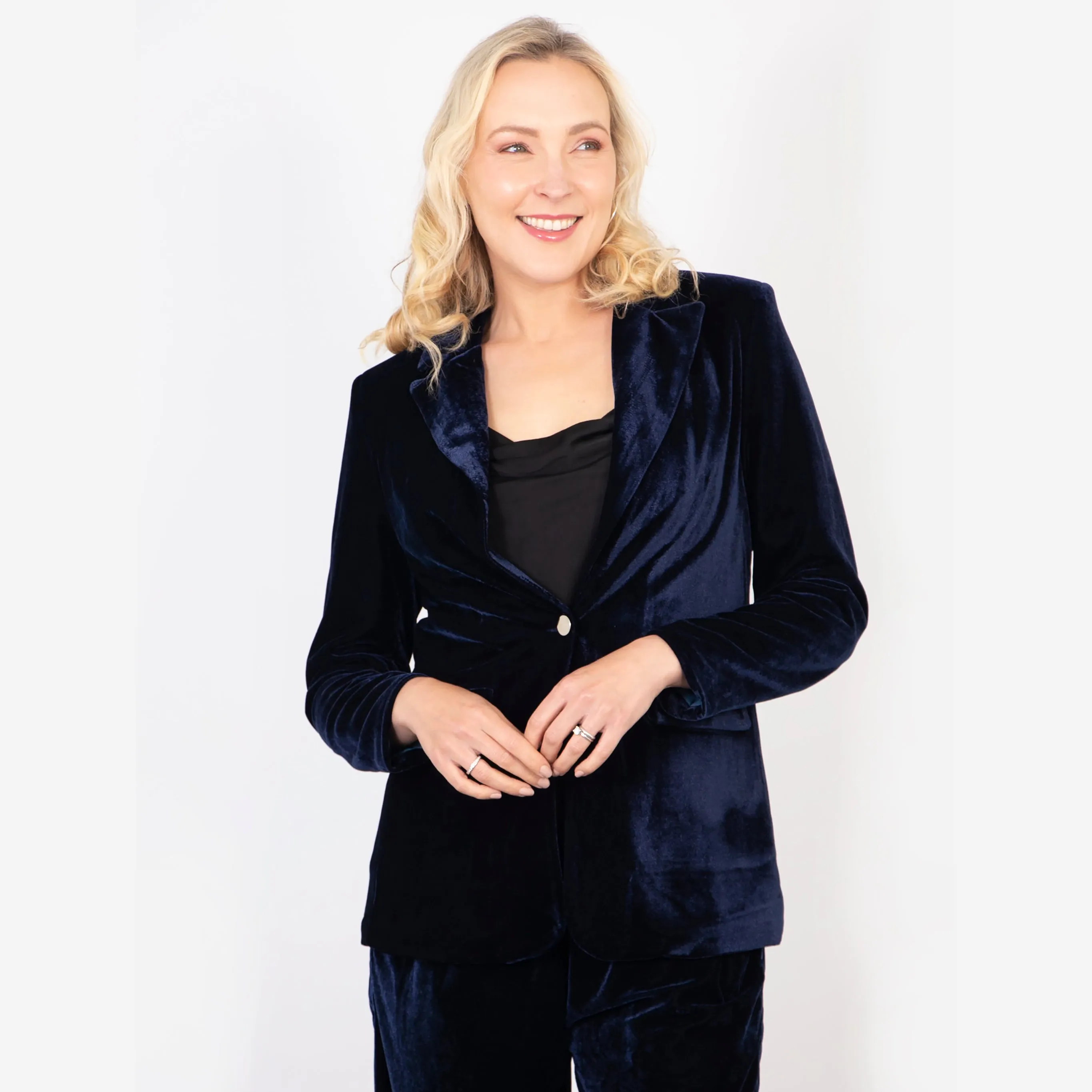 Blake Boyfriend Blazer - Navy Blue, Velvet