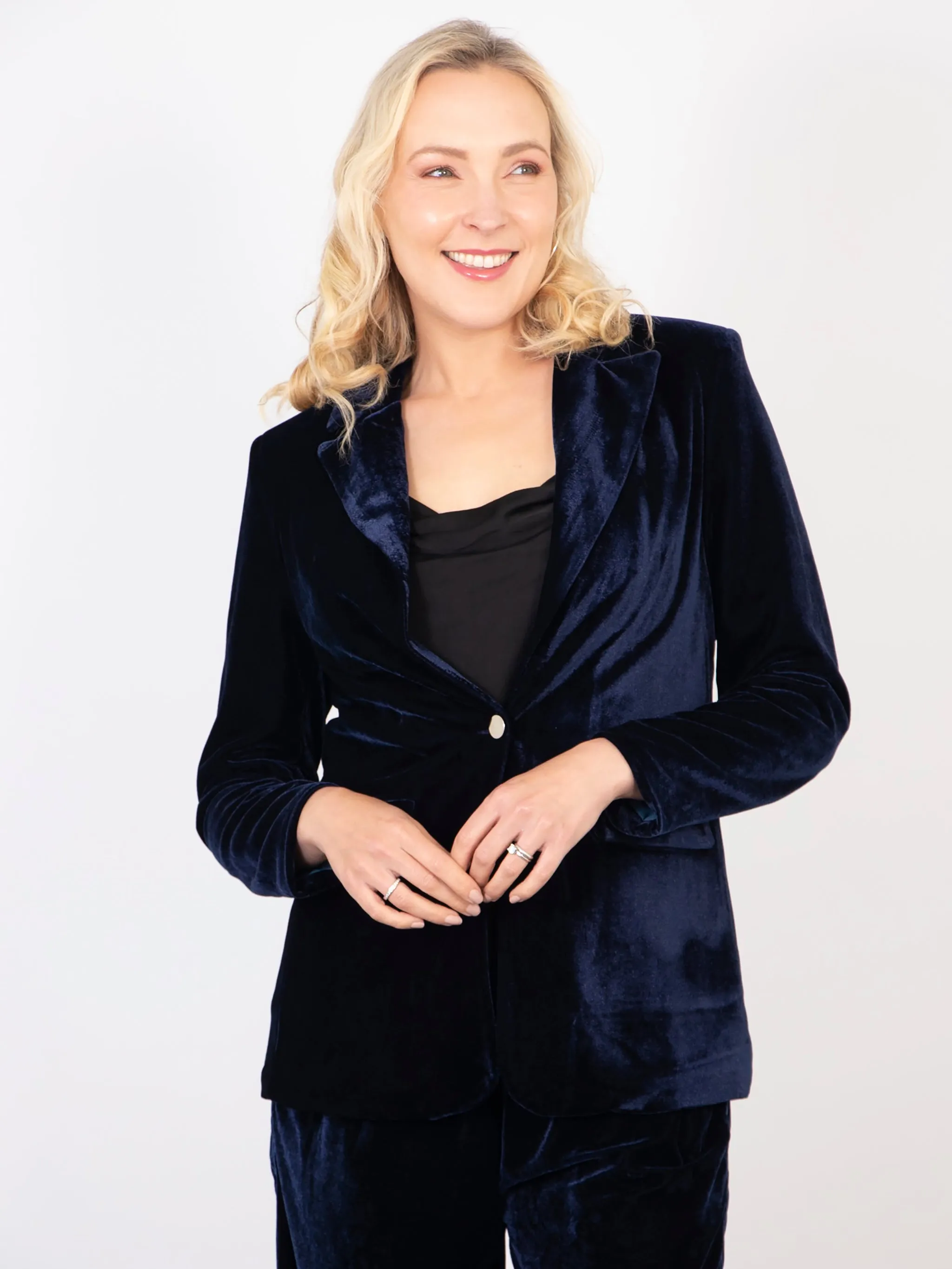 Blake Boyfriend Blazer - Navy Blue, Velvet