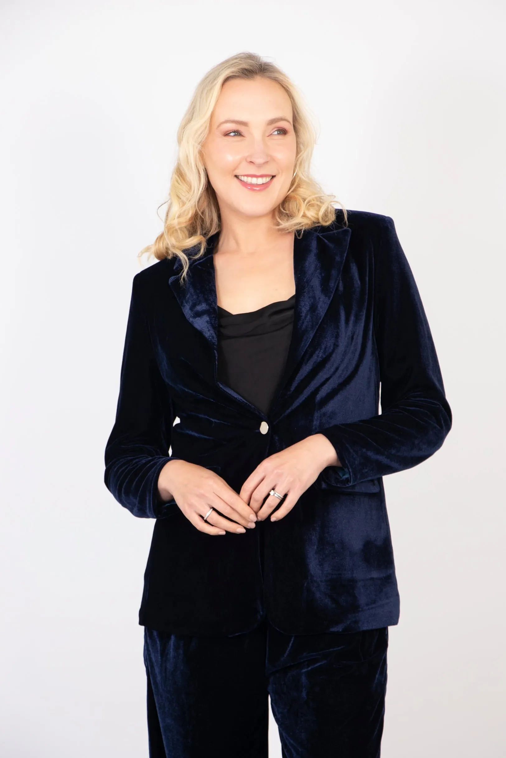 Blake Boyfriend Blazer - Navy Blue, Velvet