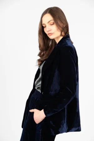 Blake Boyfriend Blazer - Navy Blue, Velvet
