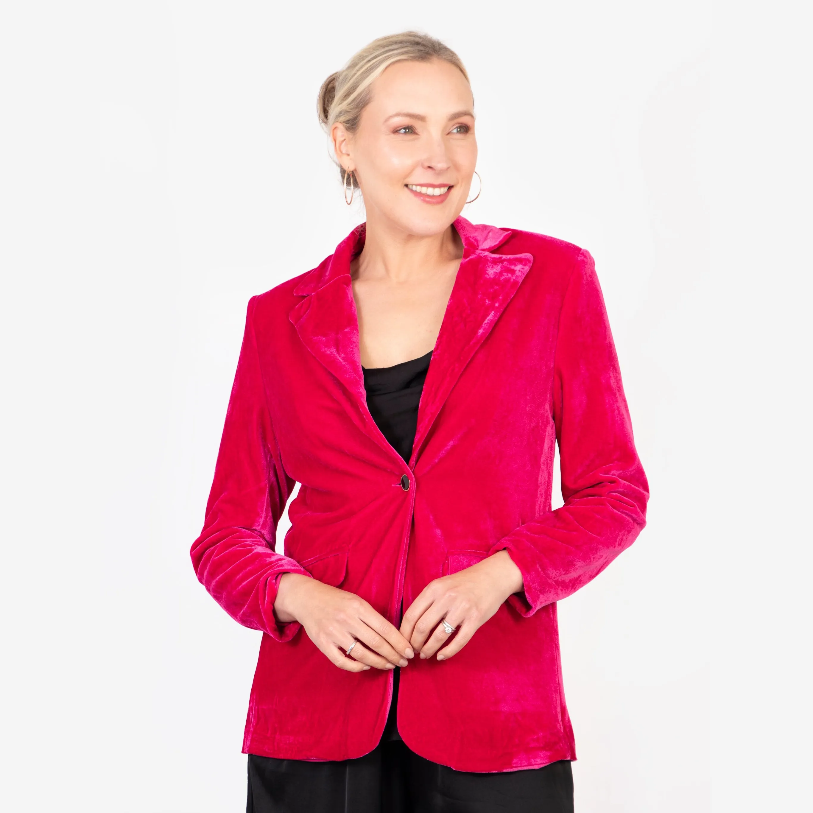 Blake Boyfriend Blazer - Raspberry, Velvet