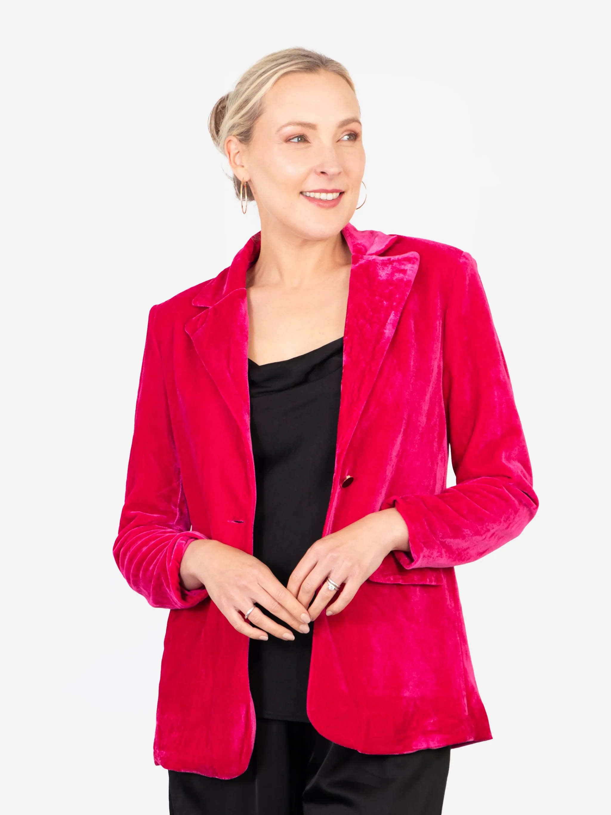 Blake Boyfriend Blazer - Raspberry, Velvet
