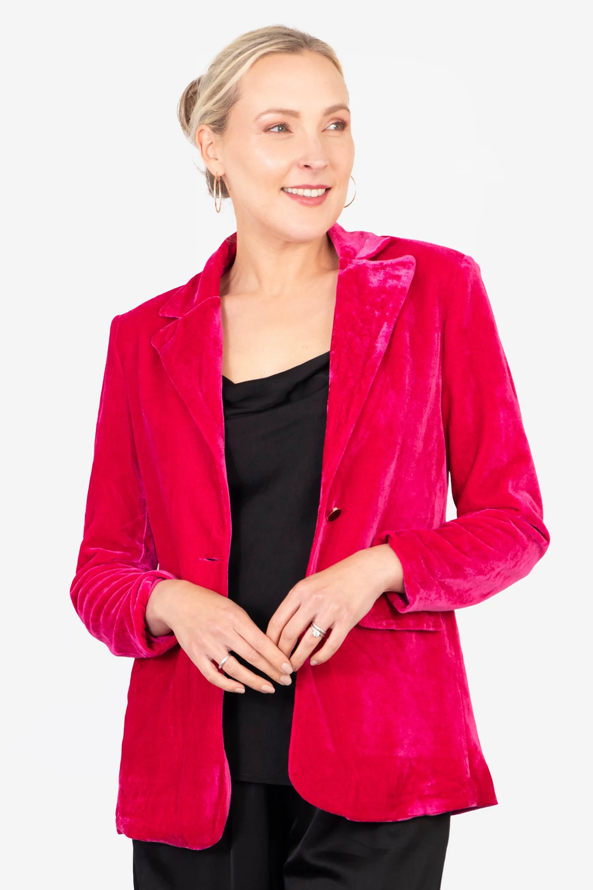 Blake Boyfriend Blazer - Raspberry, Velvet