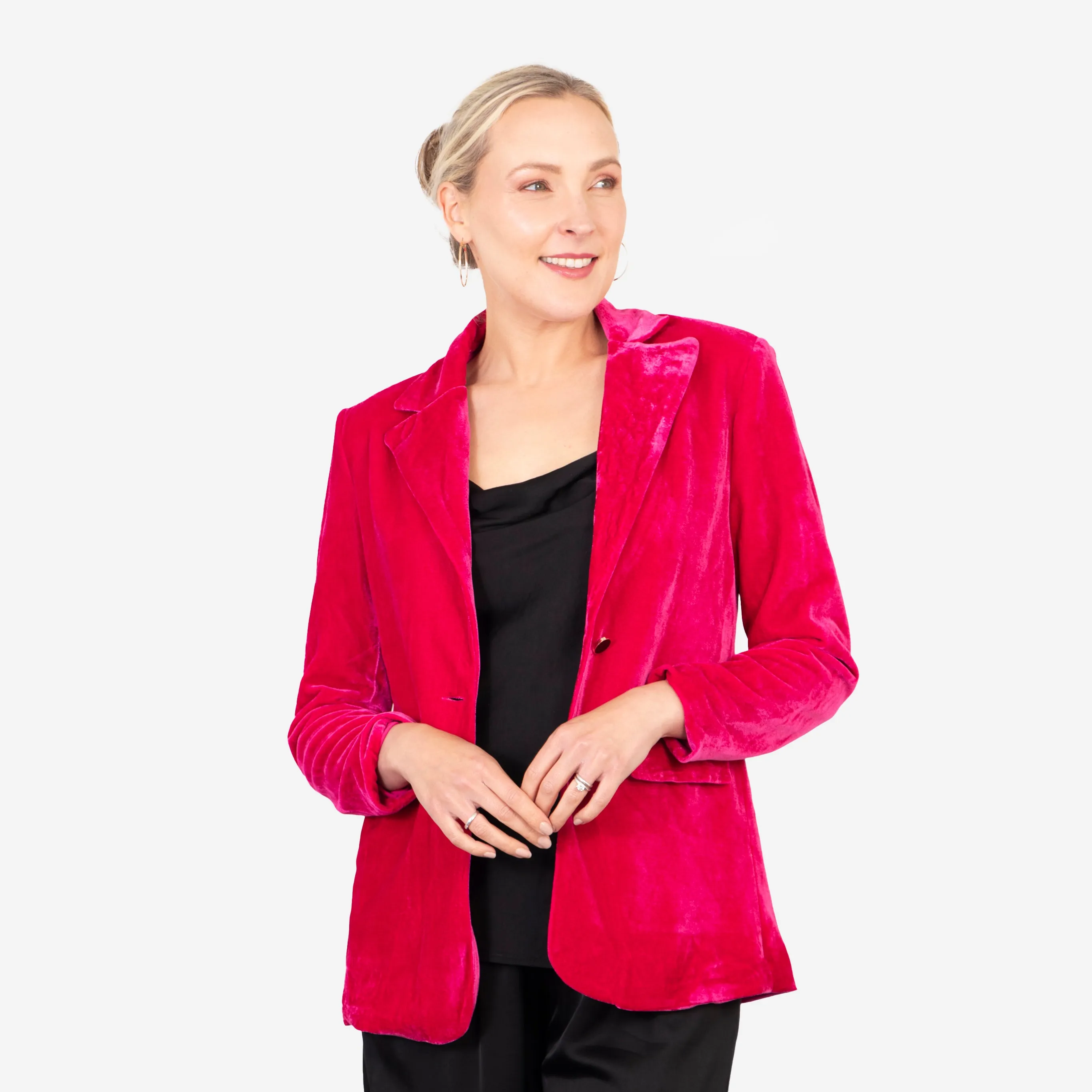 Blake Boyfriend Blazer - Raspberry, Velvet