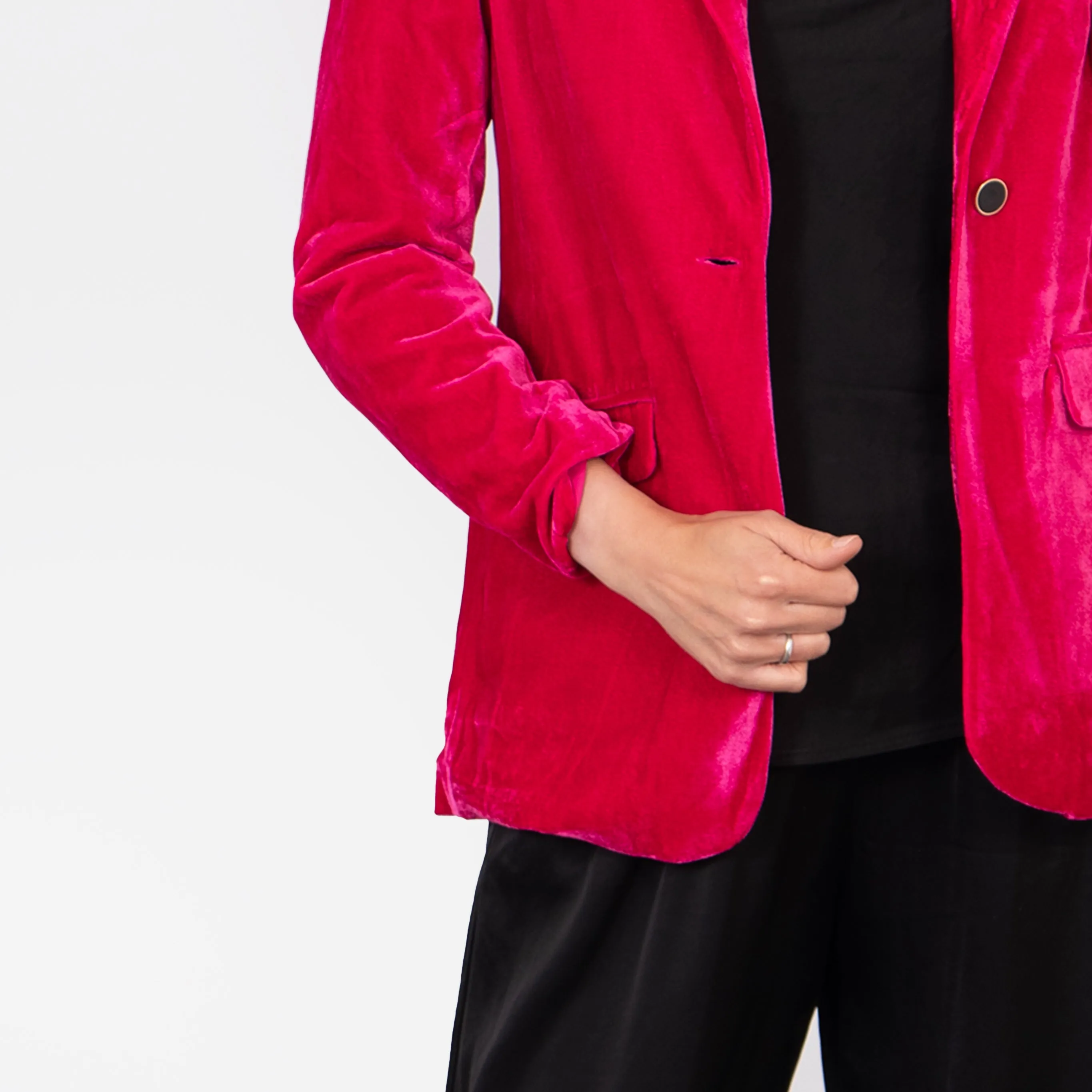 Blake Boyfriend Blazer - Raspberry, Velvet