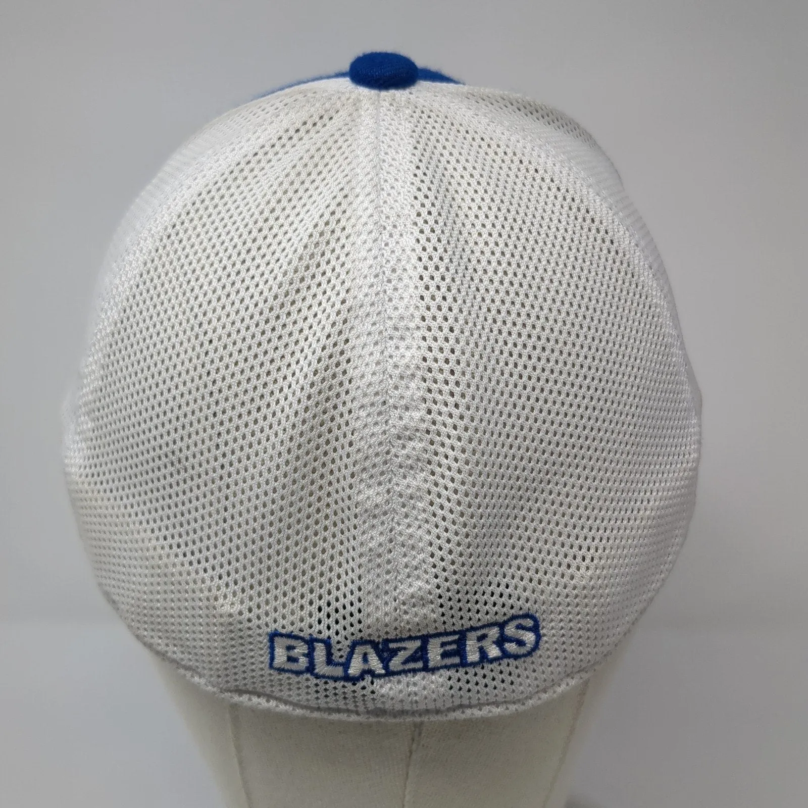 Blazers Fitted Mesh Back Trucker Hat Blue Medium Embroidered Logo Legacy
