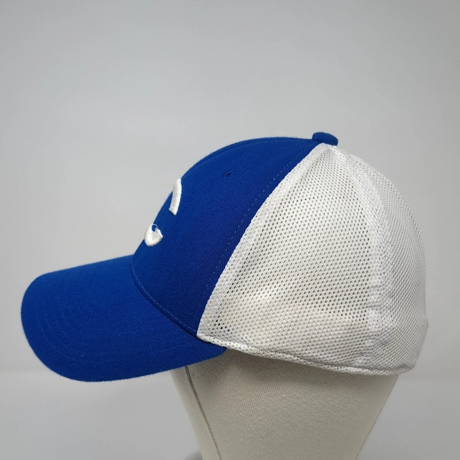 Blazers Fitted Mesh Back Trucker Hat Blue Medium Embroidered Logo Legacy