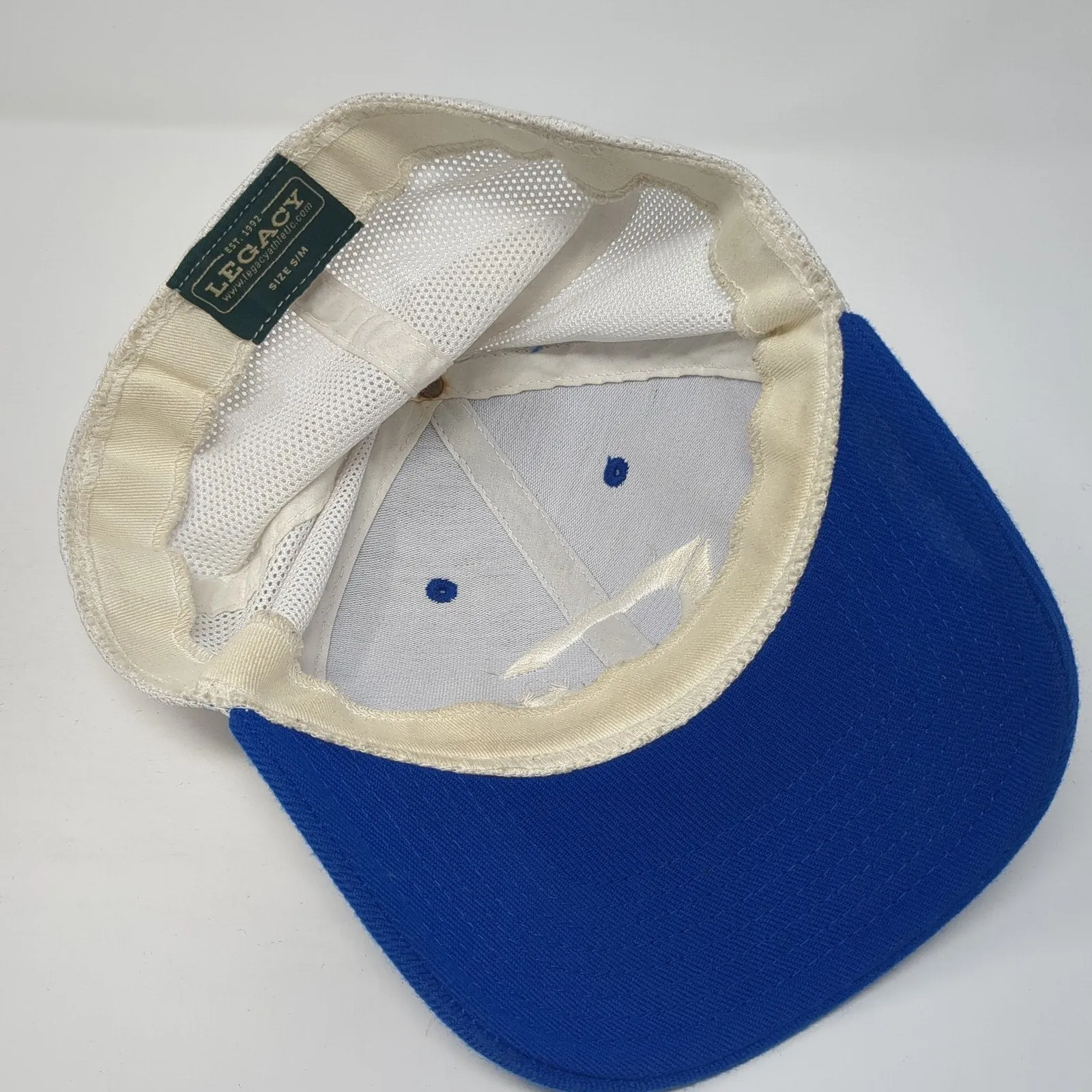Blazers Fitted Mesh Back Trucker Hat Blue Medium Embroidered Logo Legacy