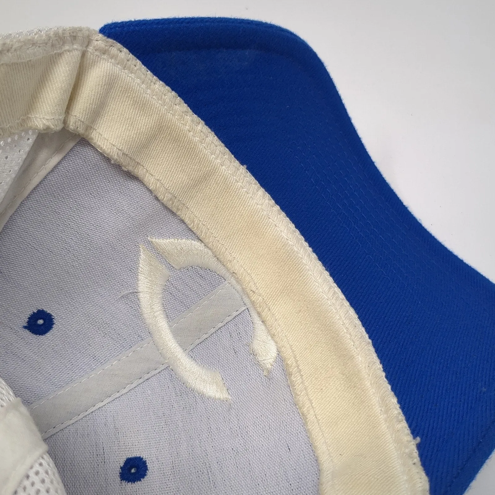 Blazers Fitted Mesh Back Trucker Hat Blue Medium Embroidered Logo Legacy