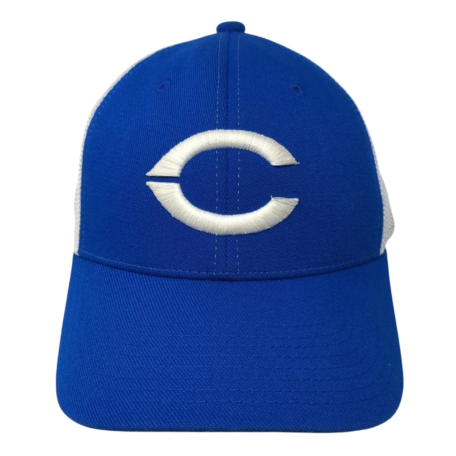 Blazers Fitted Mesh Back Trucker Hat Blue Medium Embroidered Logo Legacy