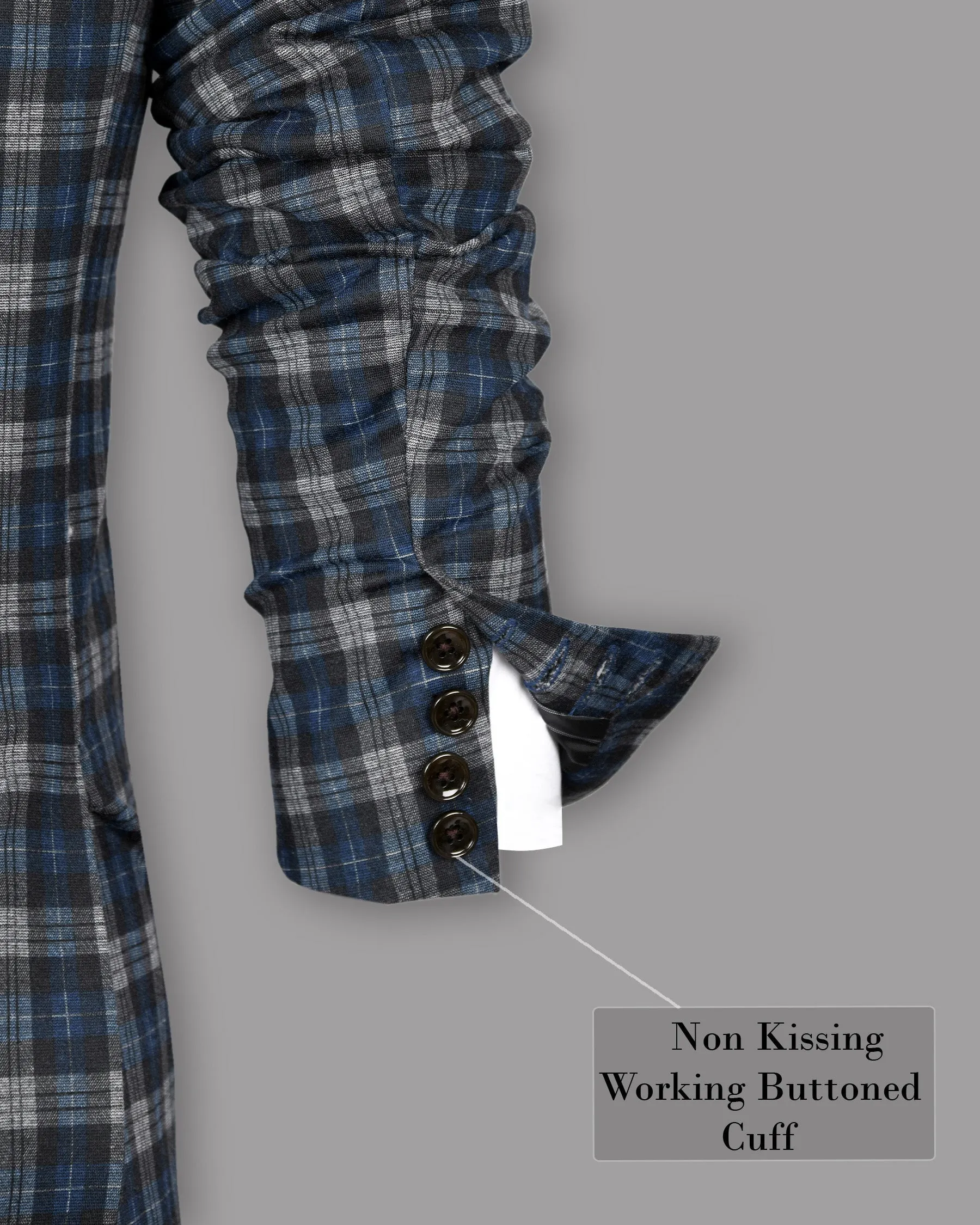 Blue with Tonal Grey Plaid Designer Blazer