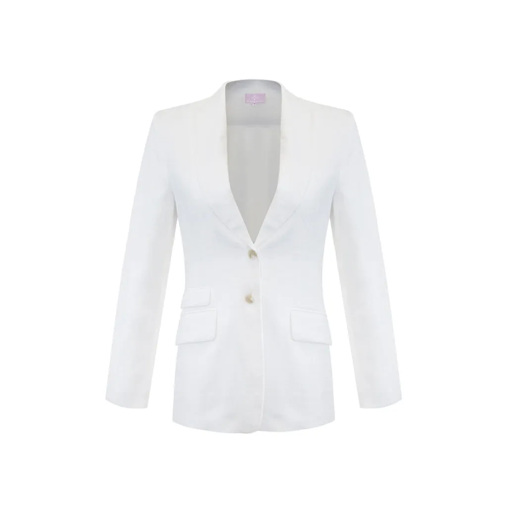 Bonnie Blazer - 100% Linen Optic White