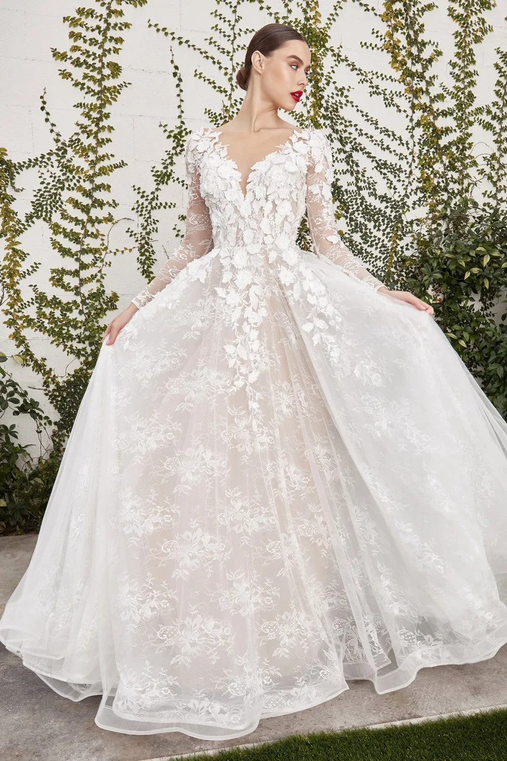Brianna Long Sleeve Floral Lace Wedding Dress 7401067HKR