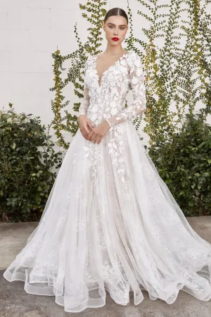Brianna Long Sleeve Floral Lace Wedding Dress 7401067HKR