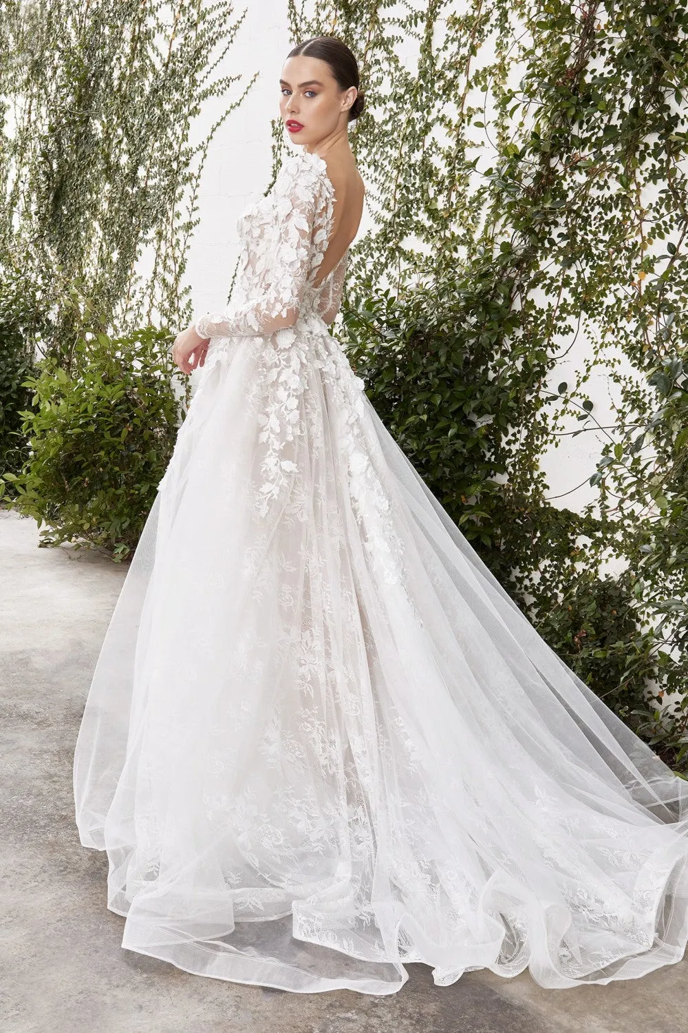 Brianna Long Sleeve Floral Lace Wedding Dress 7401067HKR
