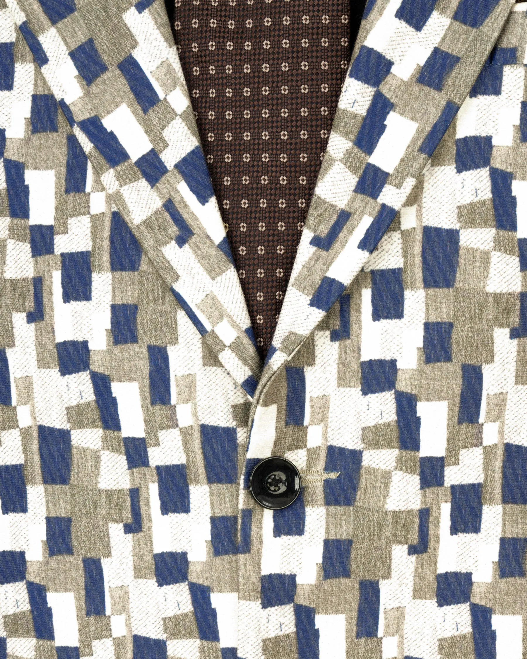 Bright White with Sandrift Brown and San Juan Box Patterned Designer Blazer