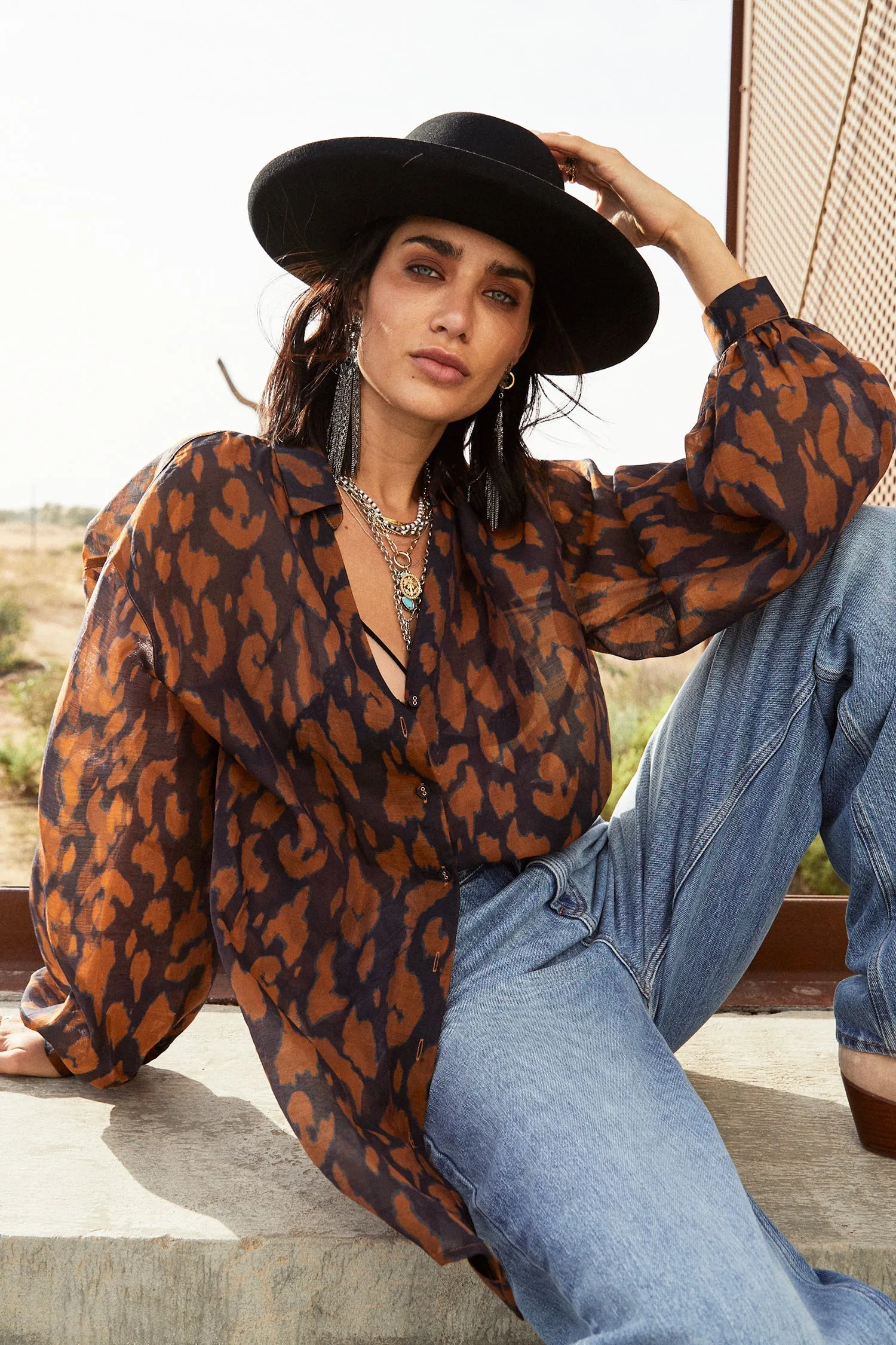Brown Animal Oversized Shirt
